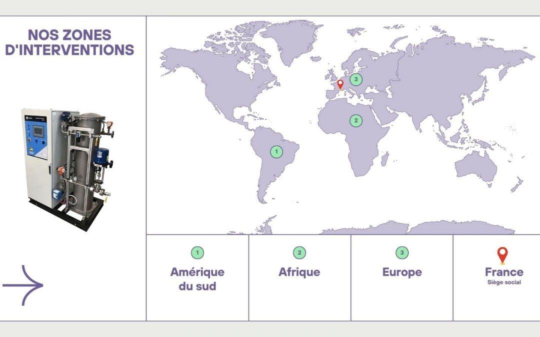 Nos services d'installation de solutions à base d'ozone à l'international (Europe, Afrique et Amérique du Sud)