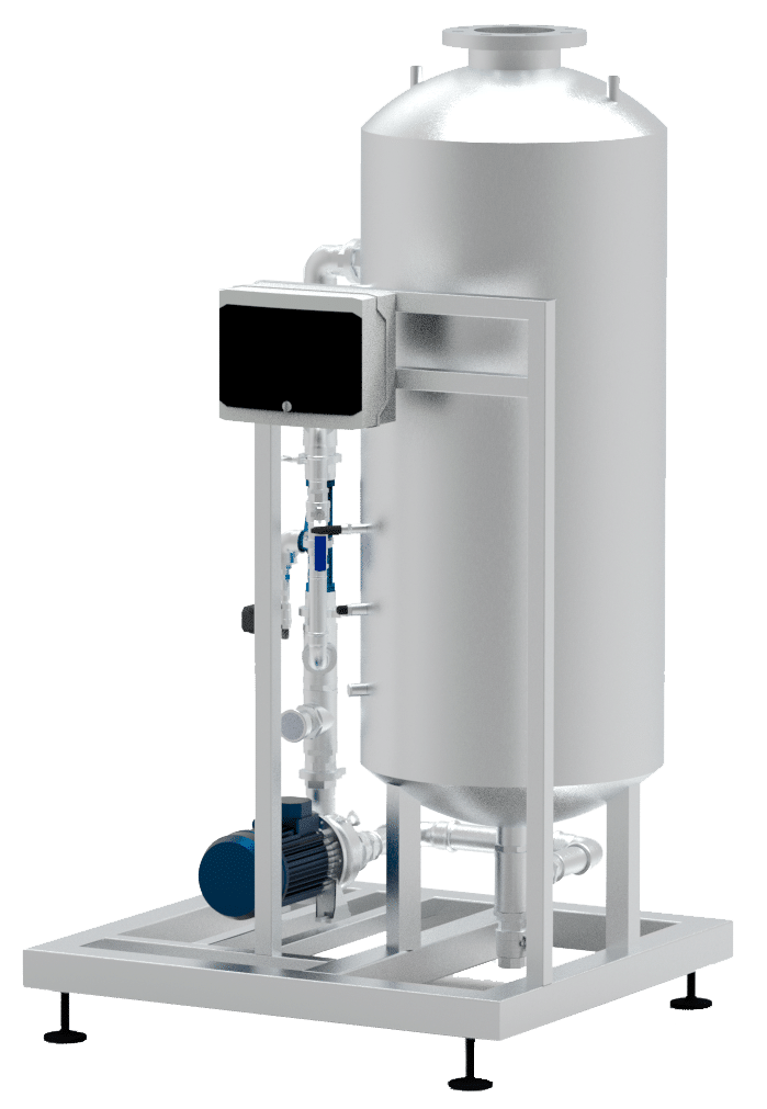 Installation de recirculation de type HIDRO VT, conçue pour diluer l'ozone dans une ligne d'eau sous pression