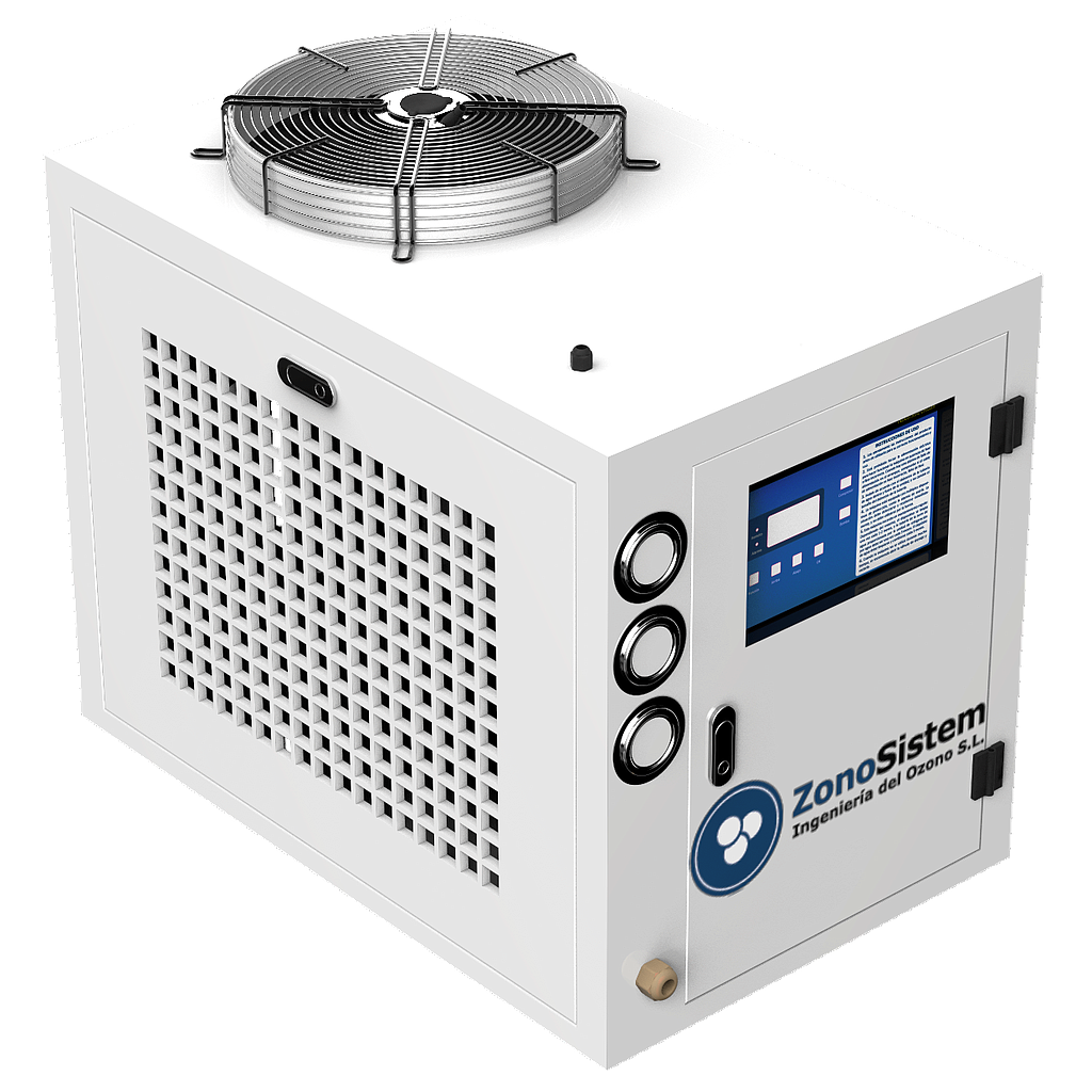 Refroidisseur ou refroidisseur efficace et durable, fabriqué avec des matériaux de première qualité, qui sert à maintenir la température idéale dans votre générateur d'ozone jusqu'à 200gO3/h.