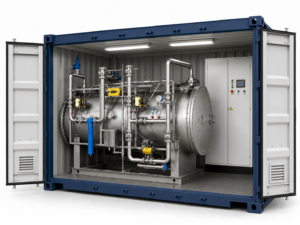 Générateur d'ozone industriel en container pour le traitement et l'oxydation de l'eau ainsi que pour du traitement de désinfection