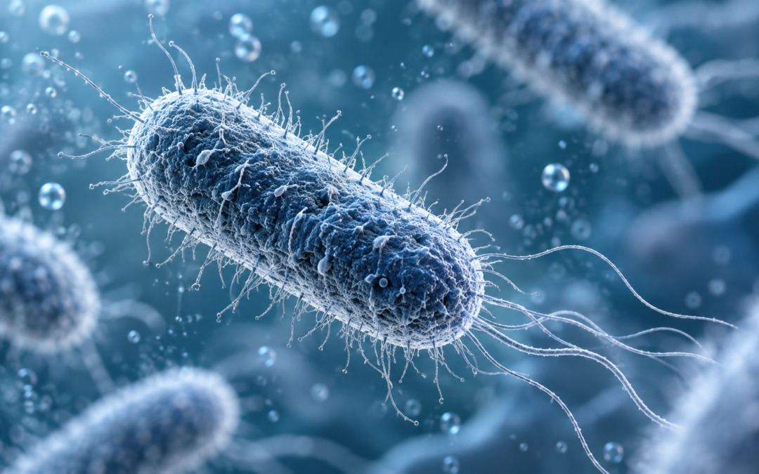 Bactérie Escherichia coli observée en environnement aqueux